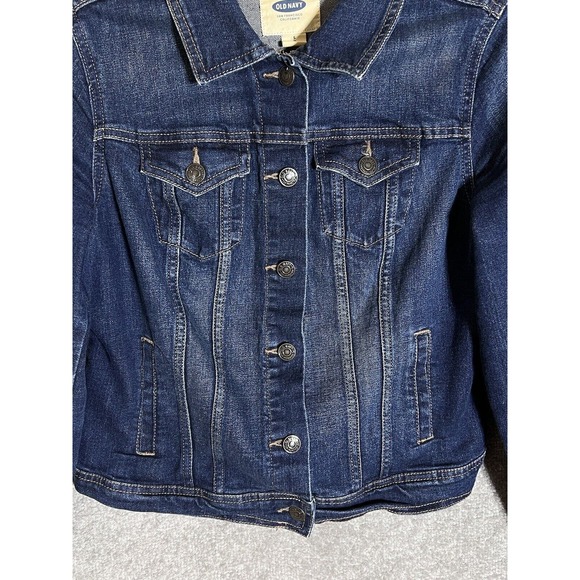 Old Navy Button Up Cropped Jean Jacket Womens Size‎ Small Blue Denim Pockets - Picture 6 of 9